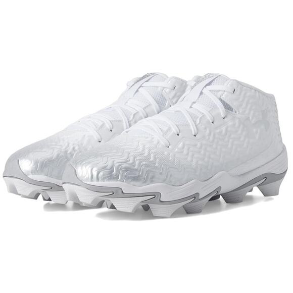 Under Armour Mens Spotlight Hammer RM Football Cleats US 7.5 White Silver GUC main image 6